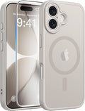 FNTCASE for iPhone 17 Case, Compatible with Magsafe, Glass Screen Protector | Full Camera Protection, Translucent Matte, 14FT Military Grade Drop Proof, Shockproof Protective Phone Cover, Off White by FNTCASE