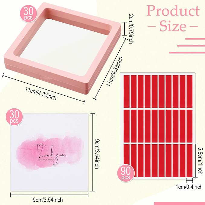 meekoo 30 Pcs Press on Nail Packaging Box with 90 Pcs Adhesive Double Sided Tape Artificial Nail Display Case Storage Container Box Acrylic Packaging Organizer for Art Home Salon(Pink) - Image 2