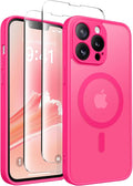 CAPRARO for iPhone 13 Pro Case, Compatible with MagSafe | Upgraded [Full Camera Protection] Shockproof Protective Slim Translucent Matte Magnetic Phone Case 6.1'', Hot Pink by CAPRARO