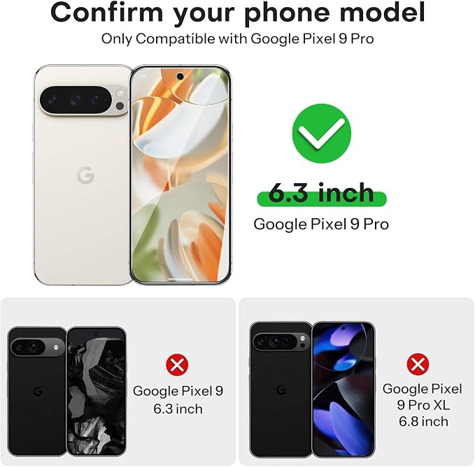 OMOTON 3+2 Pack for Google Pixel 9 Pro Screen Protector 6.3 inch | 3 Pack Tempered Glass Screen Protector&2 Pack Camera Lens Protector with Alignment Framework, Case Friendly(Not for 9/9 XL) - Image 2