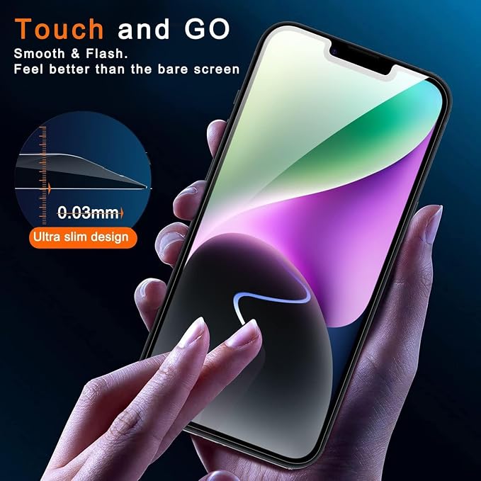 Ferilinso Privacy Screen Protector for iPhone 13/14, Tempered Glass | 2 Pack, 9H+ Hardness, Military-Grade Shatterproof, Case Friendly, Easy Installation Bubble Free, with Camera Lens Protector - Image 7