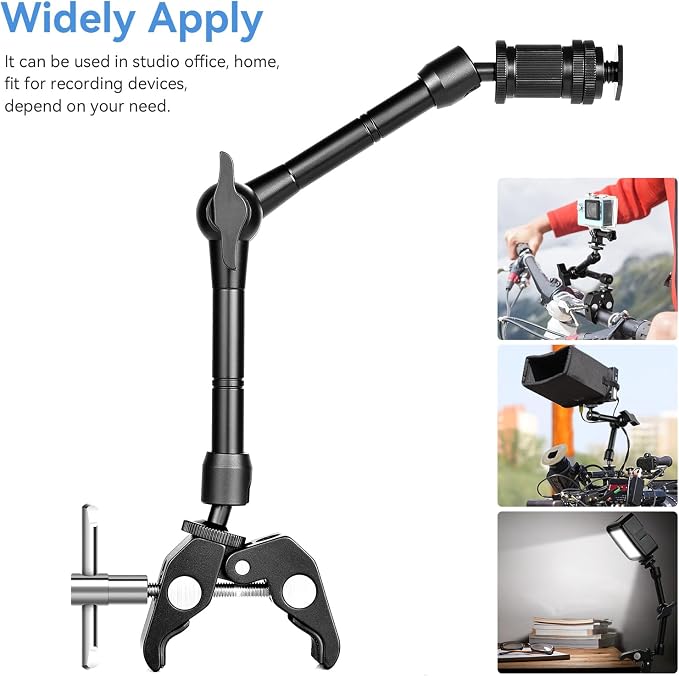 UTEBIT 11" Magic Arm Clamp with Super Clamp | ARRI 1/4" Thread, ARRI 3/8" Thread - Image 6