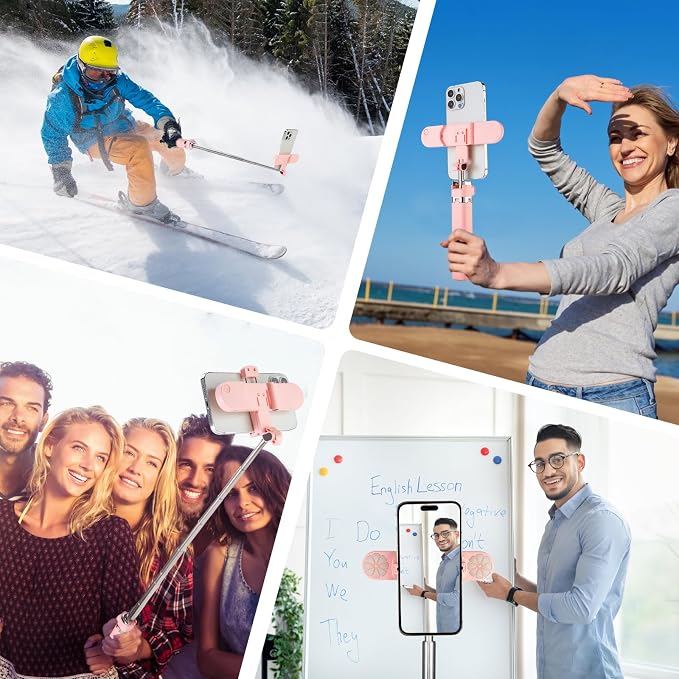 Mini Phone Tripod Stand,MQOUNY 38" Phone Tripod &Selfie Stick with Wireless Rechargeable Remote & Removable Light, Extendable Tripod Stand 360 Rotation Compatible with Phone&Android (MEI-Pink) - Image 7