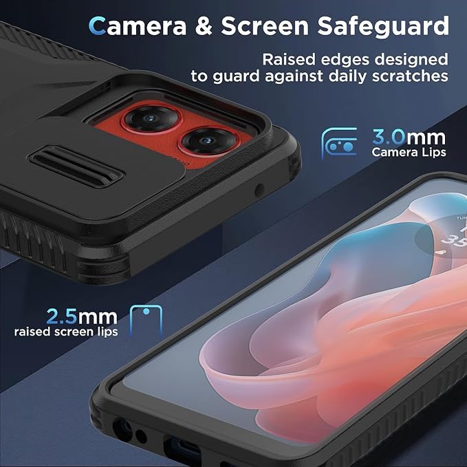 for Motorola G Stylus 5G 2024 Case with 1 HD Screen Protector & Slide Camera Cover [Military-Grade] Phone Case Heavy Duty Rugged Shockproof Protective Cover for Moto G Stylus 5G 2024(Black) - Image 5