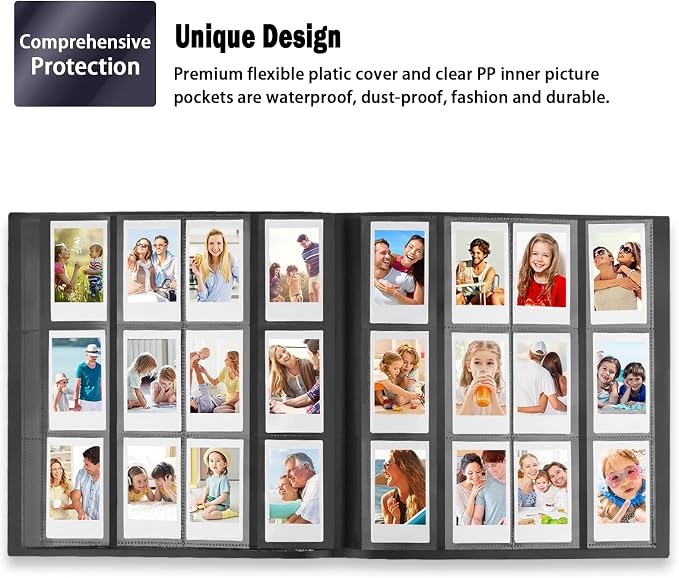 672 Pockets Photo Album For Instax Mini & Polaroid 2x3 Photos, Black | Large Capacity, Sturdy Pages, Elastic Band Closure, Keep Instant Photos Organized For Travel, Family Memories, Daily Storage. - Image 7