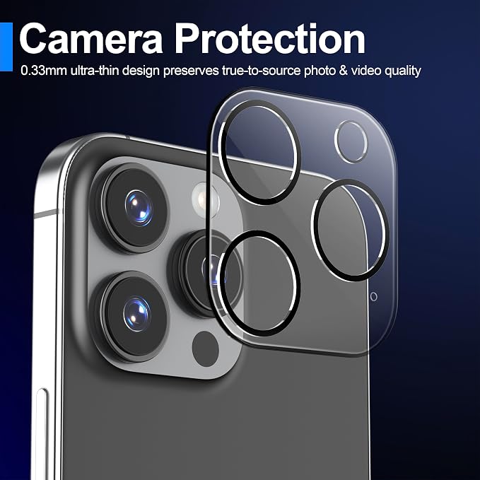 Ailun Screen Protector + Camera Lens Protector for iPhone 15 Pro Max | 3+3 Pack, 6.7 inch, Installation Frame, Case Friendly, Tempered Glass, Sensor Protection - Image 5