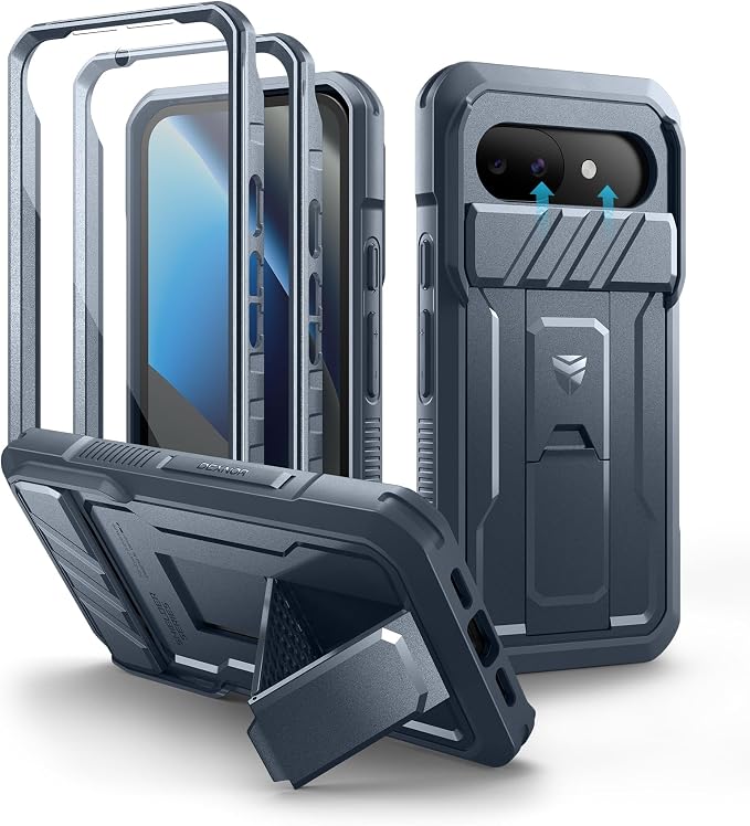 Dexnor for Google Pixel 10a Case with Slide Camera Cover & 2 Front Frames & Built-in Screen Protector & Kickstand, Full-Body Shockproof Protective Cover Heavy-Duty Rugged Bumper Cases,Navy Blue(2026) by Dexnor
