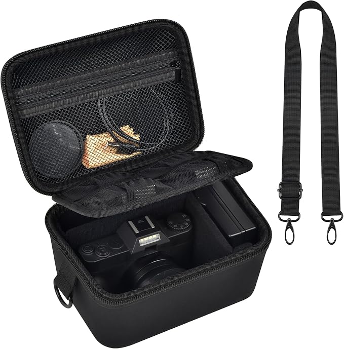 ANKHOH Vlogging Camera Case for Duluvulu/Zostuic/YIGLLO/Gavonde/Canon/Kodak | SD Card & Battery Storage, Accessory Pocket, Travel Carrying Bag, Case Only, For Creators Photography & Travel, Black by Ankhohstoragehardcase