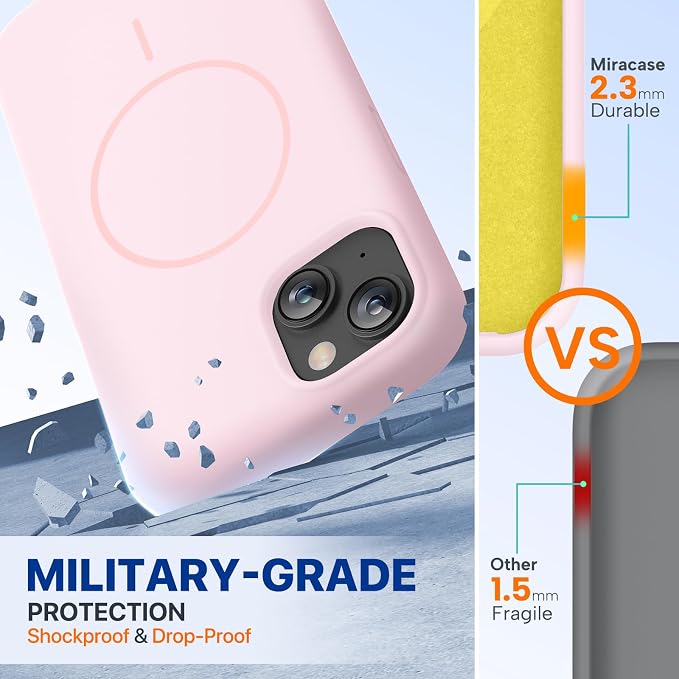 Miracase Silicone & Magnetic for iPhone 13 Case, Sand Pink | Compatible with MagSafe, Soft Microfiber Lining, Premium Silicone Cover Shockproof Drop Protection Phone Case for 13 - Image 3