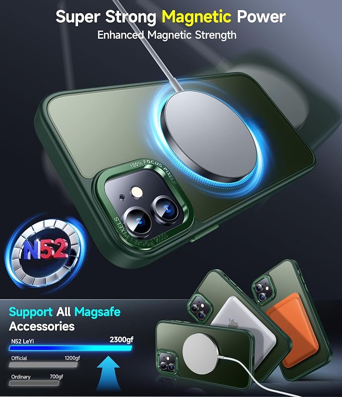 LeYi for iPhone-11 Phone Case Green Compatible with MagSafe Magnetic[ Screen Protector X2 + Camera Cover X2]Funda Para ipone 11case Military Grade Protective Cover Cases for i Phone 11 iphone11,Green - Image 3