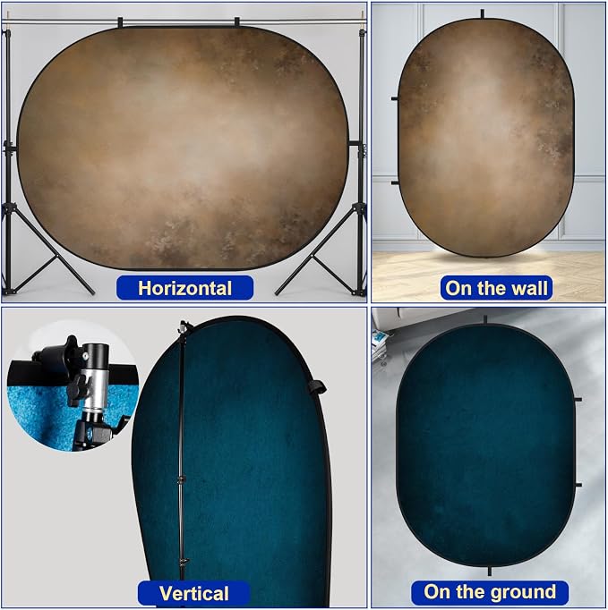 Kate Collapsible Backdrop Brown Blue Pop Up Portable Background 278 | Brown Blue Collapsible Backdrop 5'x6.5' Pop Up Backdrops,for Photography, Self Tape, and Live Streaming. - Image 4