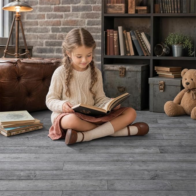 Kate Gray Plank Photography Floor Mat Rubber Photo Studio Floor Backdrop | Natural Timber Wooden Planks Non-Slip Floor Drop For Rustic Newborn, Kids, Portrait, Food, Crafts, Product Photography 5x4ft - Image 5
