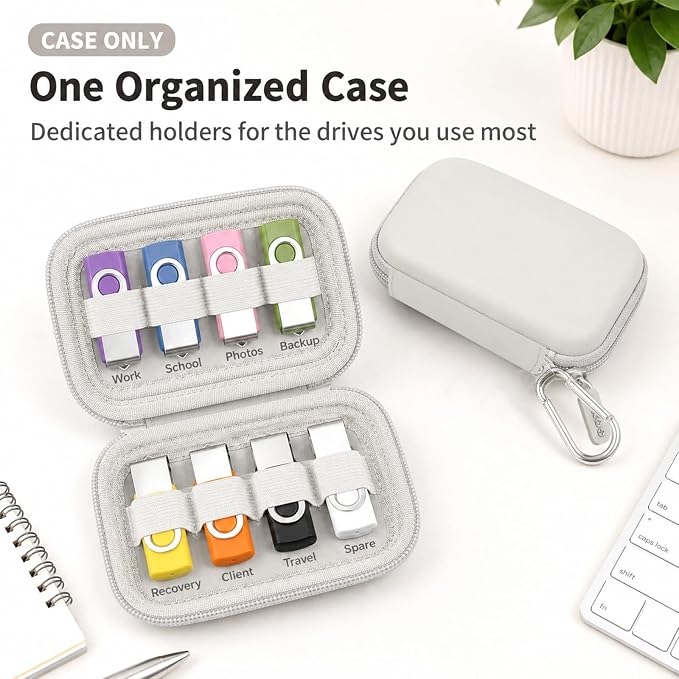 ALKOO Flash Drive Case USB Storage Case, Thumb Drive Holder, Holds 8, Black | Hard Shell, 8 Elastic Slots for USB Drives and SD/Memory Cards, Portable Travel and Office Organizer, Case Only, Black - Image 2