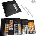 2x6 Strip Album, Black Cover Black Pages, 2 Gel Pens, 5pk | Leather-cover photo strip scrapbook journal holds 2x6 photos. Album guest book for weddings, graduations, anniversaries. by PhotoBoothNook