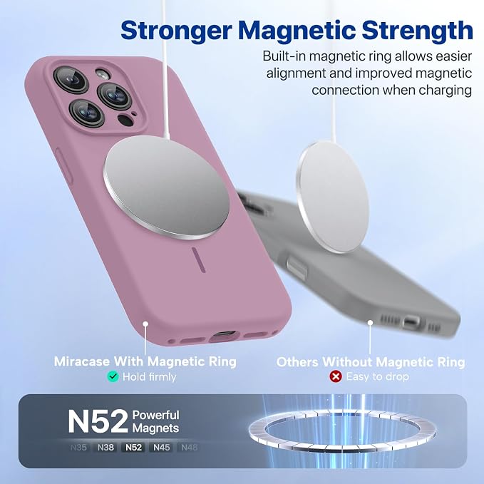 Miracase Magnetic for iPhone 15 Pro Case, Silicone, Soft Microfiber Lining - Image 5