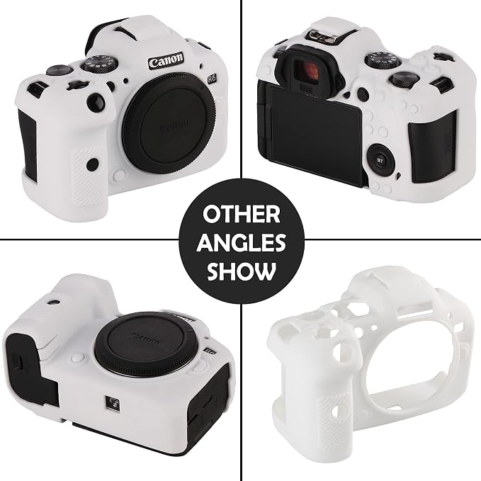 Camera Case for Canon R6 R6II - Silicone Protective DSLR Skin Cover, Detachable Cage, Shockproof, Dustproof (White) - Image 6