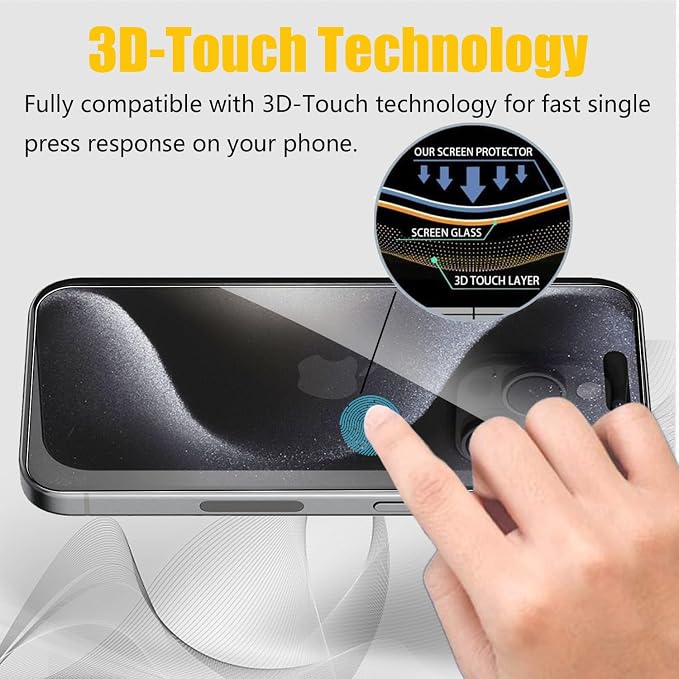 Front and Back Protector for iPhone 15 Pro + Camera Lens Protector | (2+2+2) 9H Hardness, Easy to Install with Alignment Tool,Case Friendly - Image 6