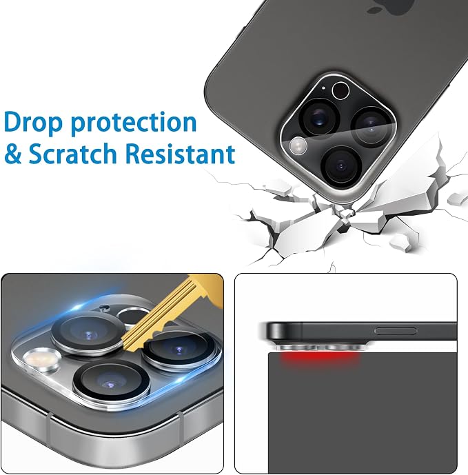 Dengduoduo 3 Pack Camera Lens Protector for iPhone 16 Pro 6.3 inch and 16 Pro Max 6.9 inch, Tempered Glass, Ultra HD, 9H Hardness, Anti-Scratch, Case Friendly [No Affect on Night Shots] - Image 6