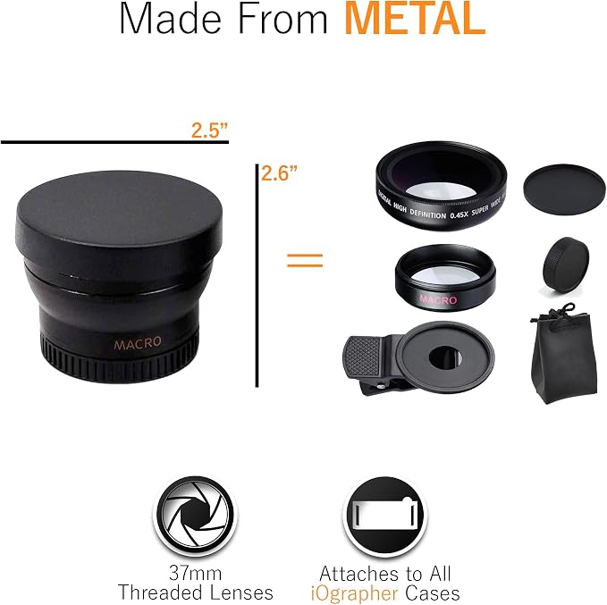iOgrapher 37mm Wide Angle/Macro Lens and Clip Bundle - Phone Camera Accessories for Smartphones and Tablets - Image 4