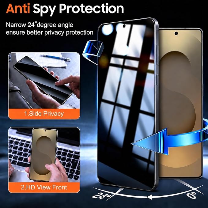 2+2 Pack for S25 Ultra Privacy Screen Protector | Ultrasonic Fingerprint Unlocking, Easy installation, Anti Spy, 9H Hardness Glass, Camera Lens Protector - Image 2