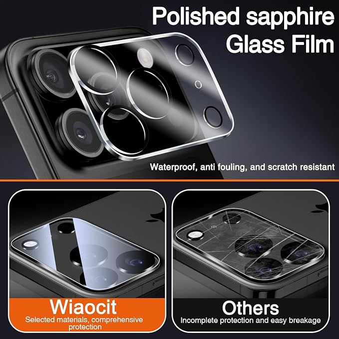 Wiaocit Tempered Glass Camera Lens Protector for iPhone 17 Pro Max | 3 Pack, 9H Hardness, Ultra HD, Anti-Scratch, Case Friendly - Image 2