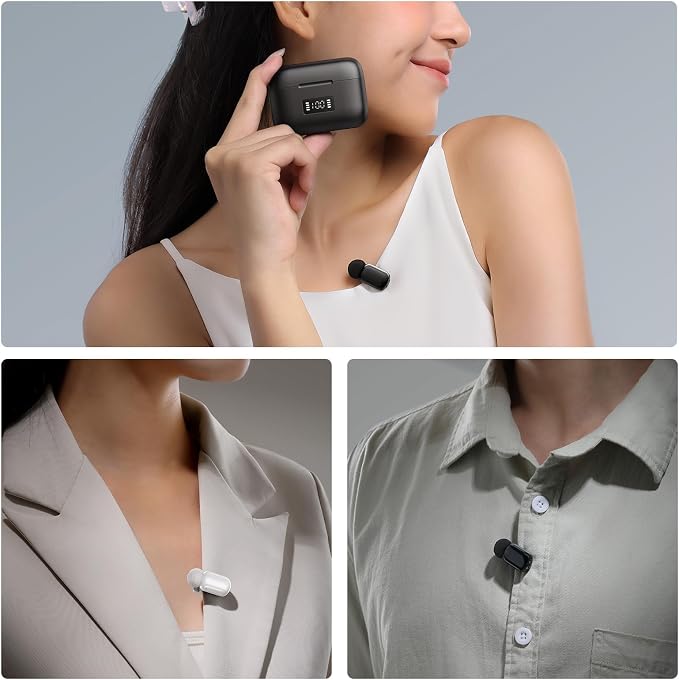 ULANZI A200 Mini Mic Wireless Lavalier Lapel Microphone for iPhone 17/16/15 Type-C, 48kHz/24-bit, Plug & Play, Smart Noise Cancelling, Digital Display, 30H Battery for Video Recording - Image 8