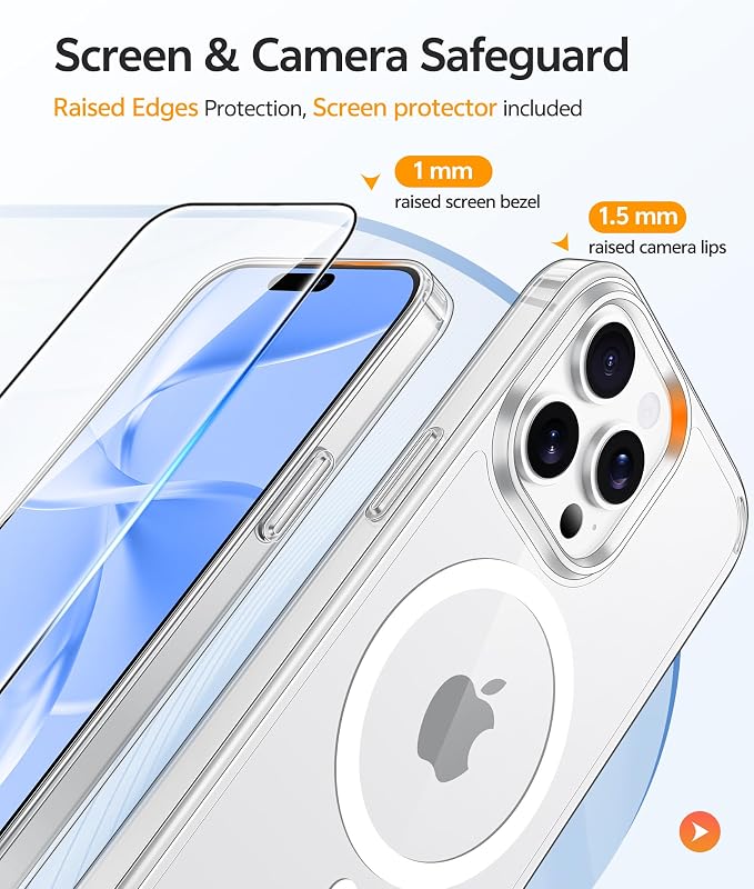 FNTCASE for iPhone 15 Pro Max Case, Fit for Magsafe, Glass Screen Protector | Anti Yellowing, Magnetic Phone Cases, 14FT Military Grade Drop Protection, Slim Shockproof Protective Cover, Clear - Image 4
