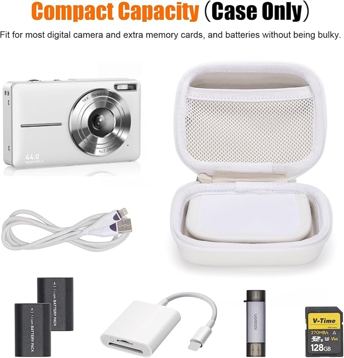 Cwatcun Digital Camera Case, Compact Protective Pouch for Kodak/Canon/Sony | Fits cameras up to 4.9"x3.5"x2.2". 900Dscratch-resistant, water-repellent, 3-layer shockproof sponge, detachable wristband. - Image 6