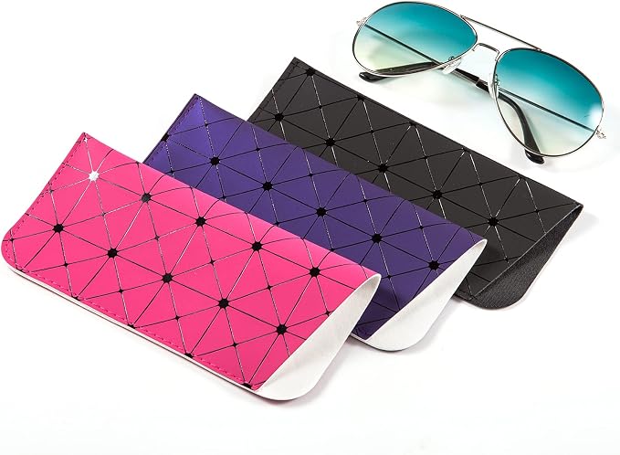 TRIUMPH VISION 3 Pack Reading Glasses Pouch Soft Case Eyeglass Sleeve Slim | Alternative to Bulky Case in bag, Lightweight Lined Padded Protect Optical lens Slip in, Cute Pattern Portable for Daily Use - Image 5