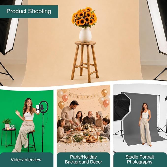 Kate Gray Photography Backdrop Solid Neutral Grey Background for Portrait | Pure Grey Cloth for Headshots, Product Photos, Videos,Parties Photo Booth Professional Photography Studio 8ft×10ft - Image 7