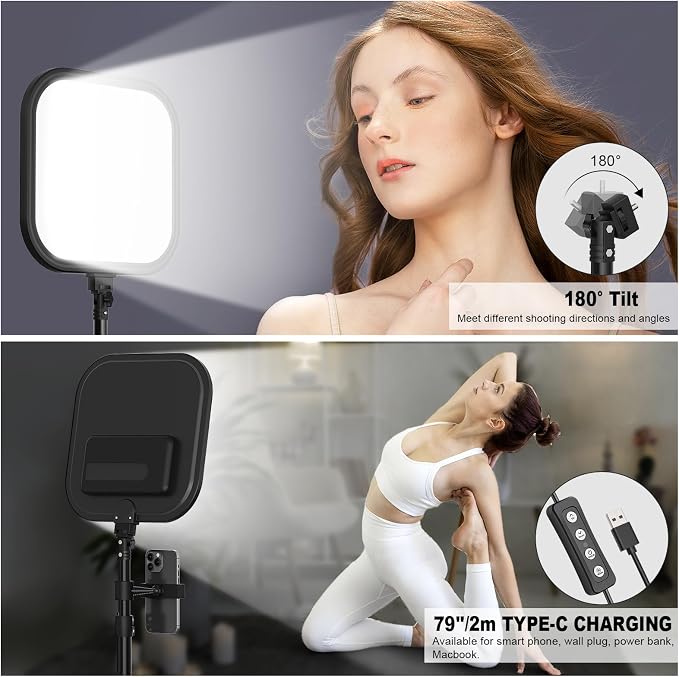 2Pack LED Video Light Kit, Hagibis 15W Photography Lighting Kit, 78" Dimmable Studio Lights with Tripod, 2500-8500K Stream Light for Video Recording, Game Streaming, Photography, Tiktok, YouTube - Image 4