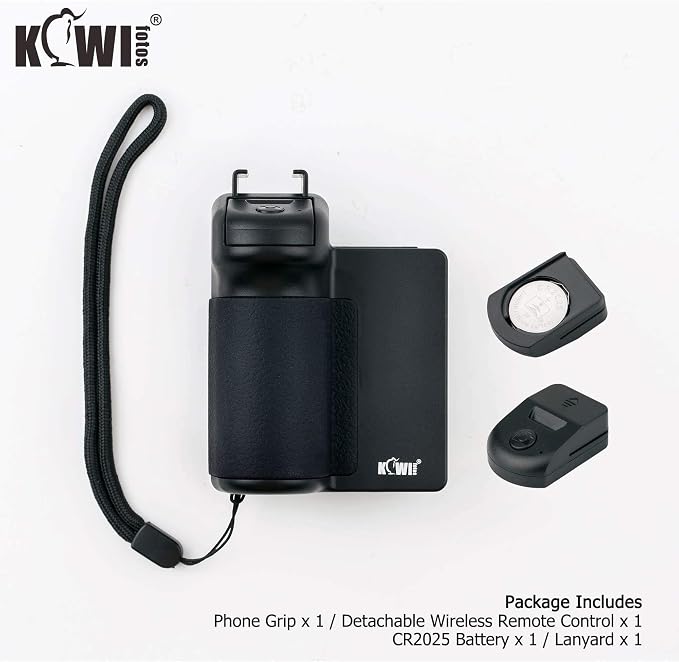 KIWIFOTOS Phone Camera Grip with Remote Shutter Cold Shoe Mount | Fits 2.3-3.3" phones inch. for iPhone 17 16 15 Pro S26 S25, vlog & selfie. Cold shoe for mic/light. 1/4" tripod thread. - Image 7