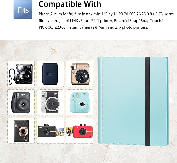 432-Pocket Photo Album For Polaroid 2x3 In Photos Instant Camera | Fit Fujifilm Instax Mini Series, Evo, Liplay Instant Cameras, Photo Book For Birthday, Anniversary, Families Memories, Blue - Image 4