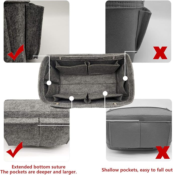 LEXSION Purse Organizer Insert Multi Pocket Bag Organizer Shaper | zipper bag, tote shaper, multi pocket bag, handbag shaper, various sizes - Image 4