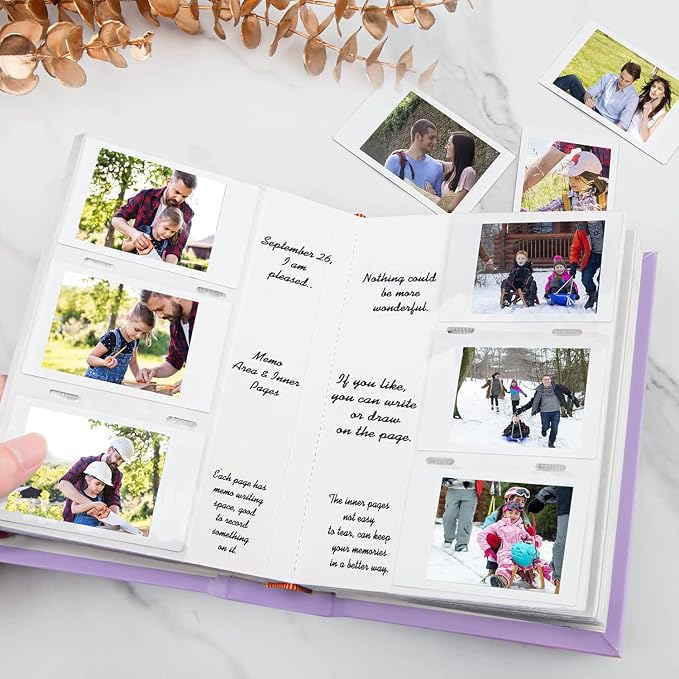 Veicevol 180 Pockets Photo Album for Fujifilm Instax Mini Camera, Purple | Photo Album with Writing Space for Polaroid, Leather Cover, Secure Storage, Capture Every Story, Collect Precious Moments - Image 6