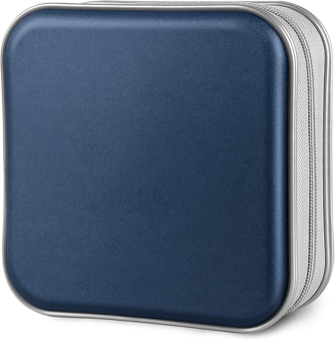 Siveit CD Case Holders - Hard Plastic 48 Capacity CD/DVD Disc Cases Storage Binder for Car, Home, Office, Travel (Dark Blue) by Siveit