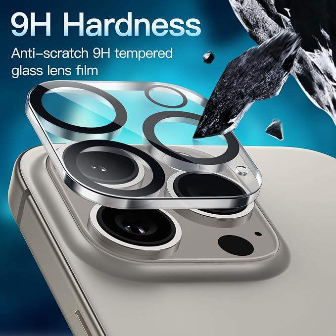 JETech Camera Lens Protector for iPhone 15 Pro/15 Pro Max, 3-Pack | 9H Tempered Glass, HD Clear, Anti-Scratch Protection, Night Shot Compatible, Case-Friendly - Image 4