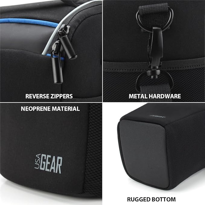 USA Gear DSLR Camera Case for Men and Women with Top Loading Accessibility, Adjustable Shoulder, Small Camera Sling Bag, Travel Padded Handle - Camera Holster Bag for Nikon, Canon, Panasonic (Black) - Image 6