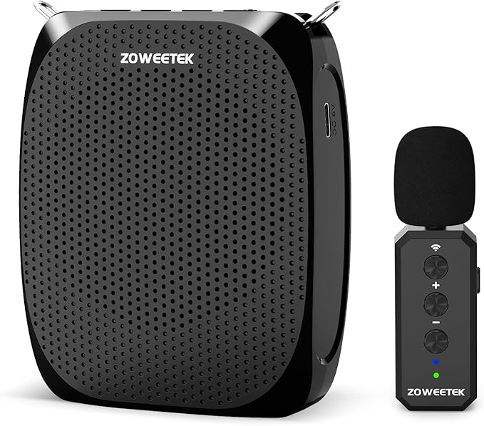 ZOWEETEK Wireless Voice Amplifier with Handheld & Lavalier Mics for Teacher | Portable Megaphone, Bluetooth Speaker, Rechargeable, for Classroom, Meeting, Group Outings, Party, Karaoke by ZOWEETEK