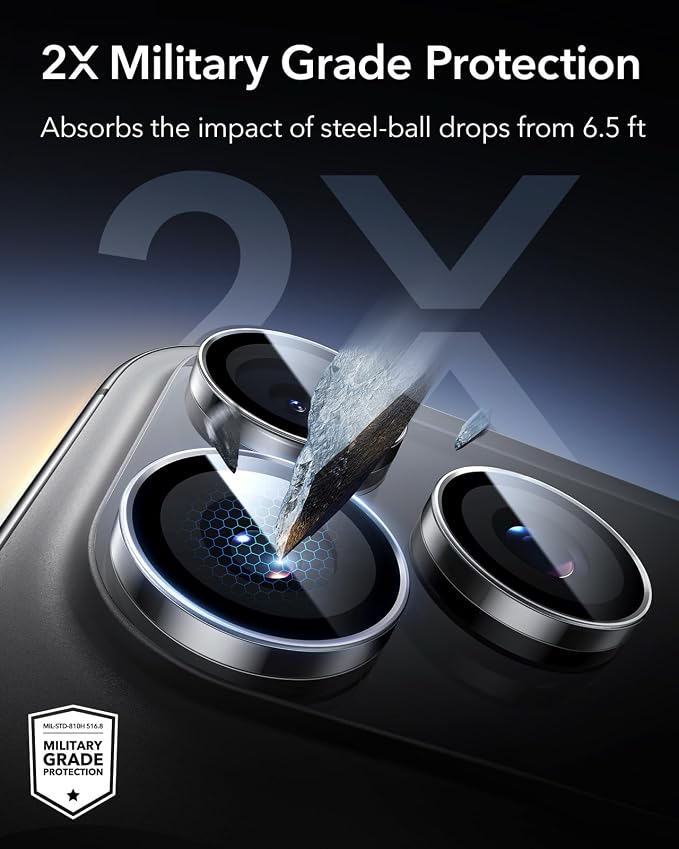 ESR for iPhone 17 Pro Max/17 Pro Camera Lens Protector, 1 Pack, Clear | Individual Camera Cover, 9H Tempered Glass, Original Camera Clarity, for iPhone 17/16/15/14 Pro Max/Pro, Case Friendly - Image 4