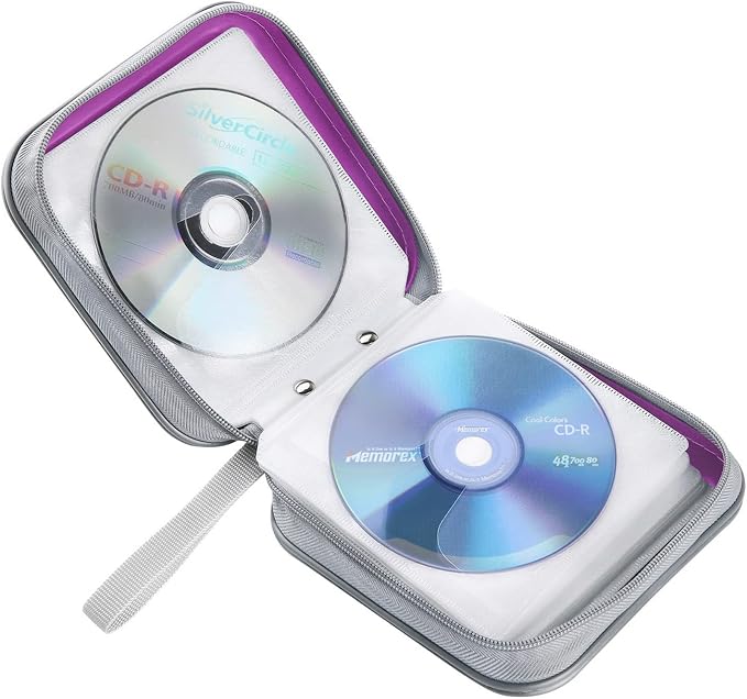 Siveit DVD Case, CD Case Holders DVD Binder Wallet Hard Plastic 48 Capacity CD/DVD Disc Cases Storage Binder for Car Home Office Travel (Purple) - Image 5