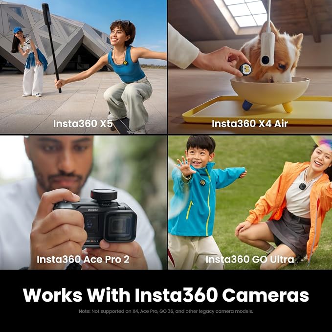 Insta360 Mic Pro (2 TX + 1 RX + Charging Case), Wireless Mini Lavalier Microphone for iPhone/Camera/Android, Video Recording, Vlogging, Bluetooth, Customizable E-Ink Display, 3-Mic Array, 30hrs Use - Image 5