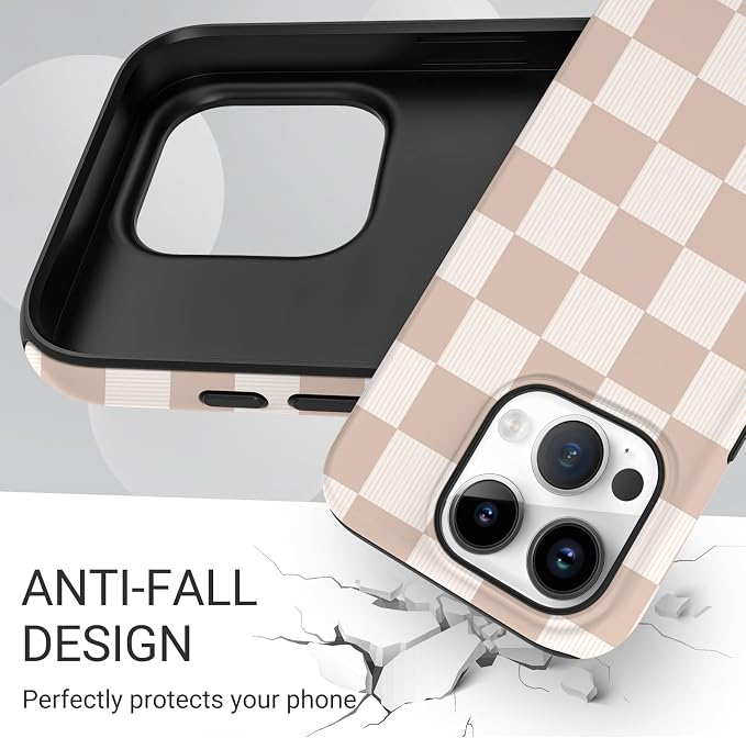 TPU Phone Case for iPhone 16 Pro Max, MagSafe Wireless Charging Compatible, Shockproof Slim Fit Protective Cover with Anti-Yellowing & Raised Camera Protection (Plaid 2, iPhone 16 Pro Max) - Image 5
