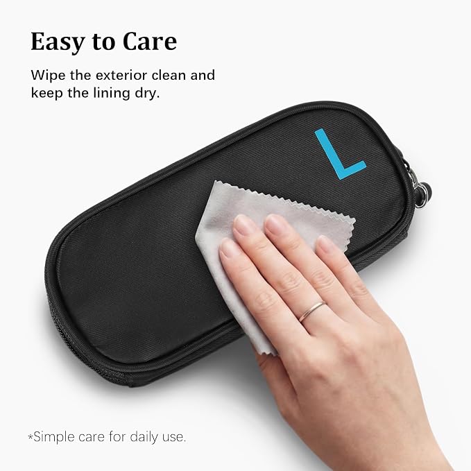 WOMACO Contact Lens and Glasses Organizer Case, 2-in-1 Travel Pouch for Daily Disposable Contacts and Eyeglasses, L/R Compartments, Soft Lining, Storage up to 10 Lens (Black, Medium) - Image 8