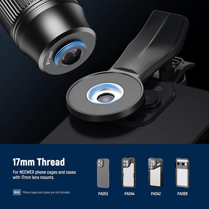 NEEWER 7X Telephoto Lens with Phone Lens Clip Compatible with iPhone Samsung, 15 Elements 12 Groups 7X Magnification Phone Lens for 17mm Thread Phone Cage/Phone Case/Backplate, LS-36 PRO - Image 5