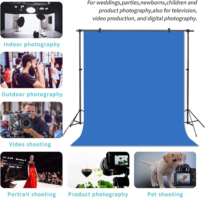 Blue Photo Backdrop for Photoshoot Solid Color Background 6x9 ft | Photography Studio Photobooth Curtain for Headshot, Homestudio, Portrait, Video, Meeting, Easy to Install, Washable Fabric - Image 2