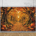 Fall Forest Photo Backdrop 8x6ft Autumn Garden Backdrop for Photography Fall Pumpkin Maple Wonderland Floral Background for Photoshoot Thanksgiving Birthday Photo Booth Props Vinyl by Leowefowa