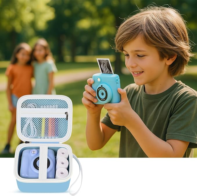 PAIYULE Kids Instant Print Camera Case for ESOXOFFORE for Dylanto | Hard Shell,Mesh Pocket,Wrist Strap,for Gofunly,for GREENKINDER,for DUDUDRAGON,for Zostuic,for Careenoah (Box Only)SkyBlue - Image 8