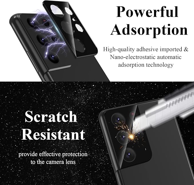 4 Pack Camera Lens Protector for Samsung Galaxy S21 Ultra | 9H Tempered Glass Camera Screen Protector, Bubble Free, Scratch-Resistant, Case Friendly, High Definition - Image 5