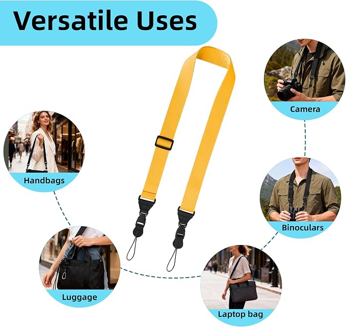 3 Pack Adjustable Shoulder Strap, iPad Strap Nylon Neck Lanyard (Yellow) - Image 8